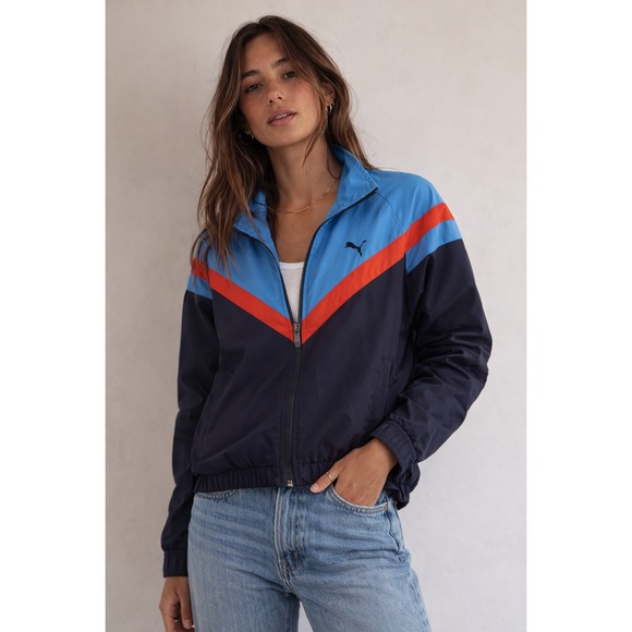 Puma Jackets & Blazers - Puma Women's Blue Orange Zip Front Windbreaker Jacket Soccer Size M